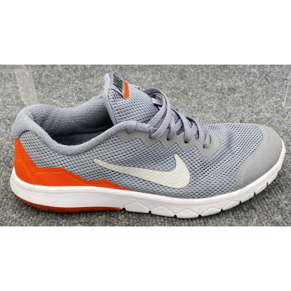 Nike Flex Experience RN 4 GS Grey Orange Youth 7Y Women 8.5 Running Shoes 749807
